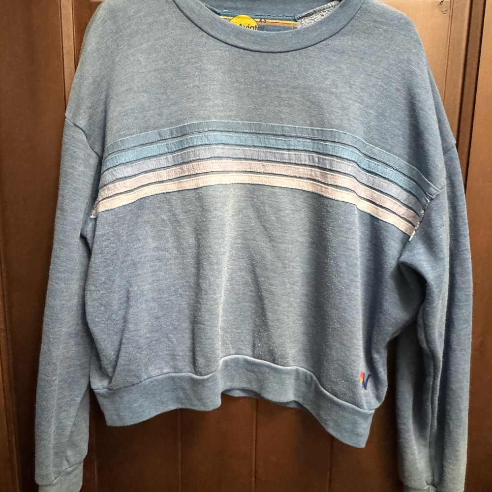 Aviator Nation Blue 5 Stripe Sweatshirt + Sweatpants XS/S - Picture 2 of 12